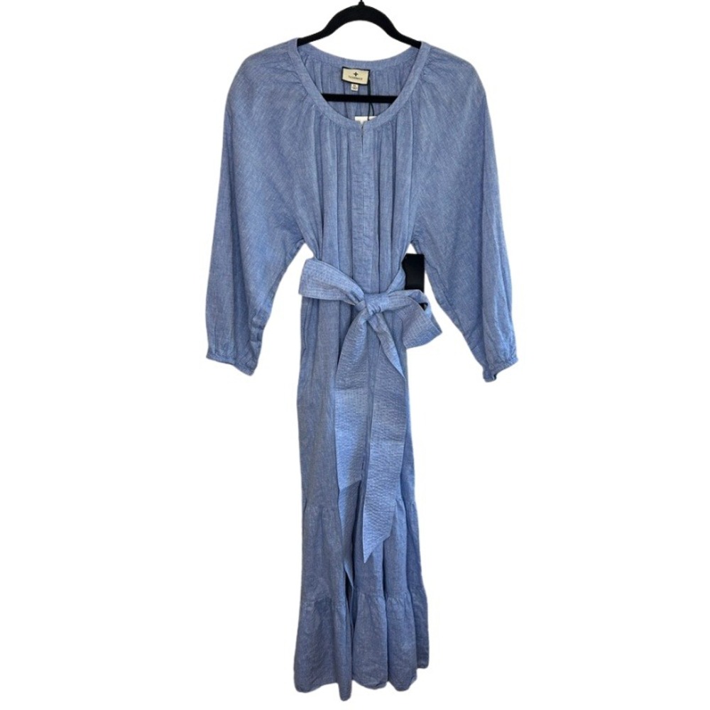 Tuckernuck Chambray Lyles Dress Blue Cotton Maxi Linen Size XL NWT - Picture 5 of 11